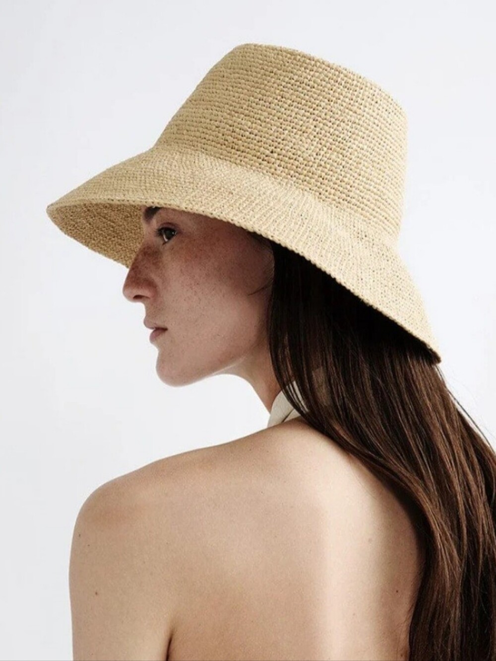 JANESSA LEONE felix bucket hat raffia straw Sz L